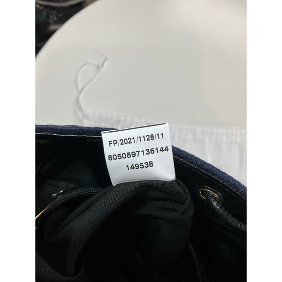 Furla Clio Mini Monogram Denim Drawcord Bucket Bag Navy NWT w/ Dustbag MSRP $750 - Picture 14 of 14